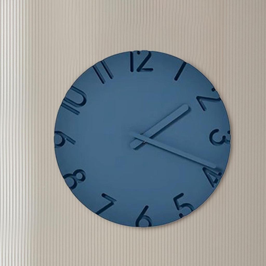 Round Wall Clock 12-Inch 3D Number Cement Texture Clock Modern Wall Decoration For Living Room Kitchen Farmhouse Office Bedroom