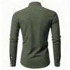 Herren Casual Einfarbig Stehkragen Knopf Strickjacke Herren Casual Langarm Baumwollhemd