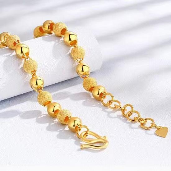 Vietnamese Gold-Plated Frosted Bead Bracelet for Women