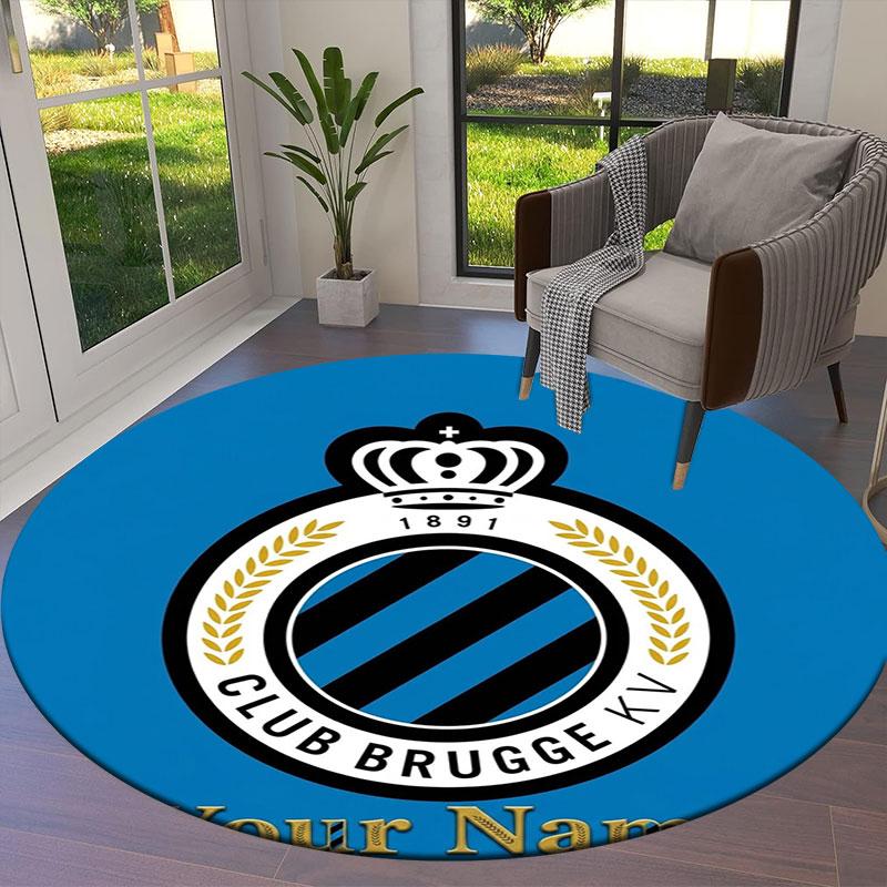 Club Brugge KV Custom Name Round Area Rug,Carpet Rug for Living Room Bedroom Sofa Playroom Decor,Non-slip Floor Mat