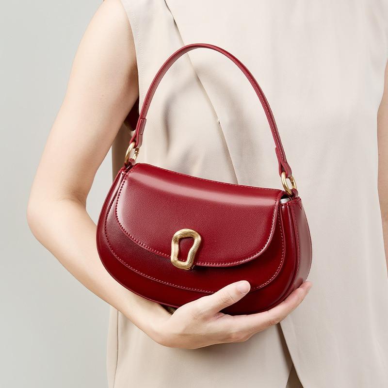 Rote Satteltasche Crossbody Leder Neu Damen Nische High-End Gefühl Ausländische weibliche Angestellte Kleine Tasche Handtasche