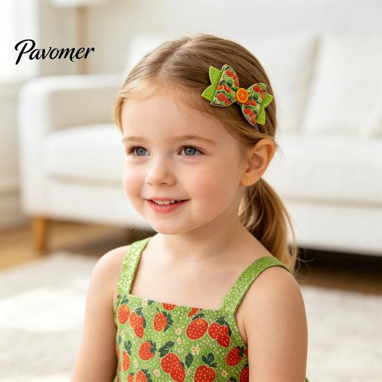Girls Hair Accessories for Summer Cute Fruit Bow Clip, Artificial Leather Clips, Decorative Pins with Clips Matching Outfits