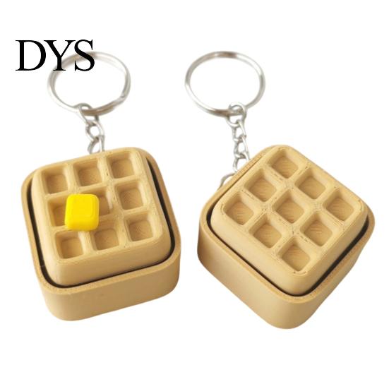 Window Ornament Keychain Pendant, Decorative Mechanical Balance Figurine, 3D Printed Stress Relief Fidget Toy Toy, Waffles Charm Desktop