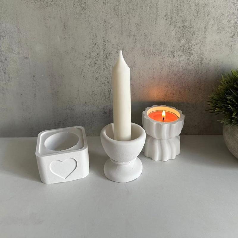 3D Candlestick Silicone Mold Candle Cup Molds Gypsum Candle Holder Mould Stylish Tealight Home Decorations Moulds
