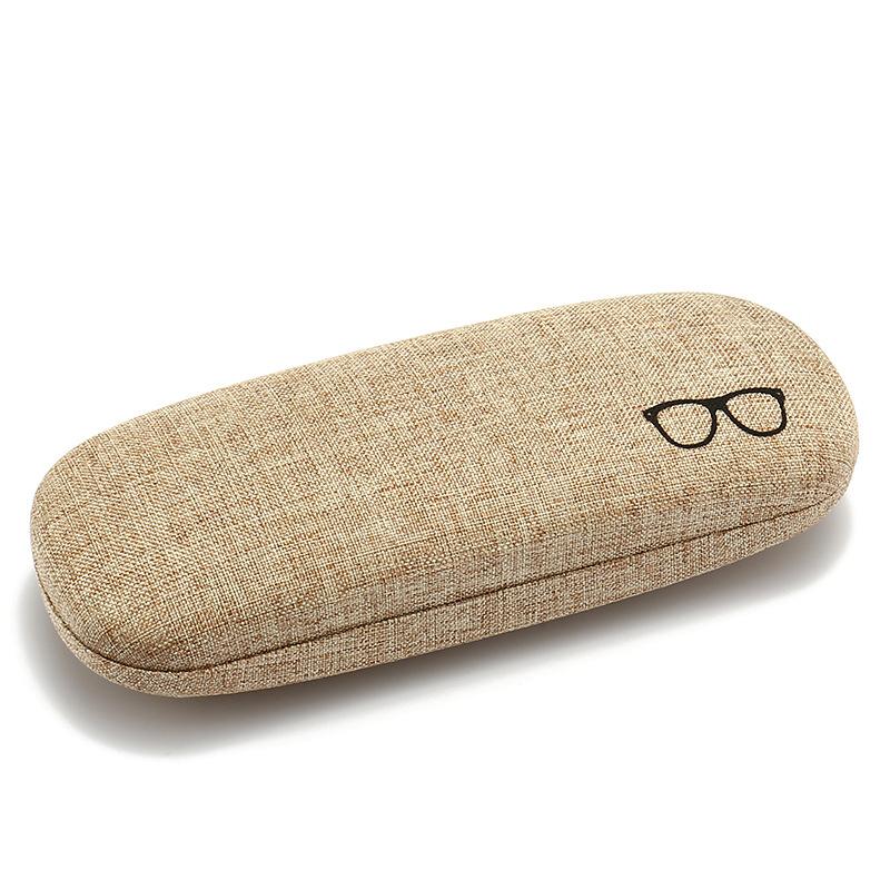 1Pc Pu Leather Eyeglass Box Wood Grain Hard Kit Holder Metal Reading Glasses Case For Men And Women Pu Leather Eyeglass Box