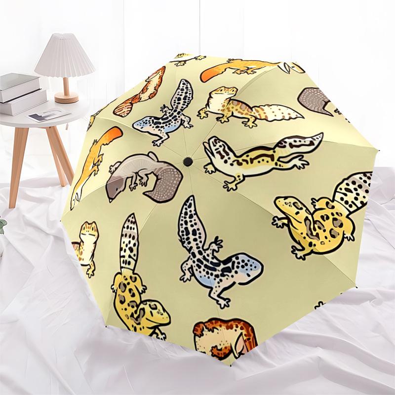 1pc Gecko Lizard Fashionable Automatic Opening/Closing Folding Umbrella with 8 Bones, Windproof Portable, Daily Use131