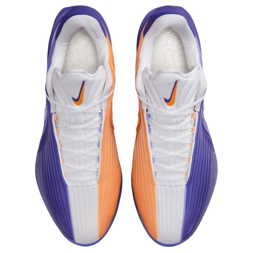 Nike GT. Střih 3 Turbo EP Pohodlný střih Prodyšné Reagující přilnavost Basketbalové boty Unisex tenisky Fialová Oranžová HV9919-800