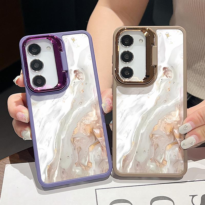 

Мраморный принт мягкий чехол из ТПУ для Samsung S24 Ultra S23 Plus Fe A54 A34 A55 A35 A14 A52 A15 держатель объектива противоударный матовый тонкий чехол для телефона Samsung S24 чёрный