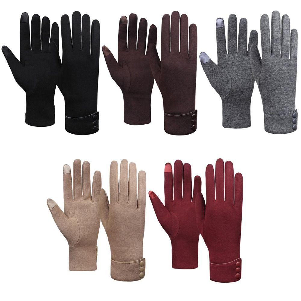 Fleece Lined Winter Warm Gloves Windproof Cold Proof Full Finger Gloves Comfortable Touch Screen Gloves