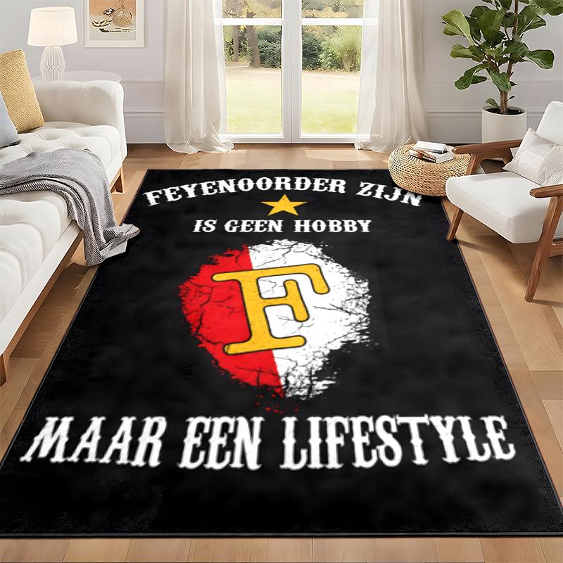 Feyenoord Rotterdam Tæppe Dørmåtte til Stue eller Soveværelse Beskyttende Måtte Under Stol Kontordekoration Julegave Fødselsdagsgave