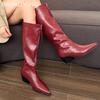Winter Women High Boots Pointed Toe Mid Heels Chunky Shoes Winter Mew Brand 2025 Trend Designer Zippers Pumps Goth Botas Mujer