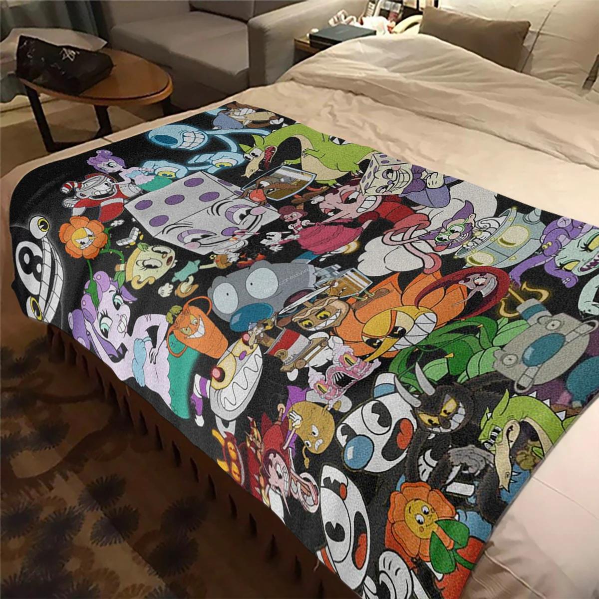 CCuphead Pop Print Trend Throw Blanket Fashion Flannel Cozy Sofa Blanket Super Soft Mattress Cover 100x150cm