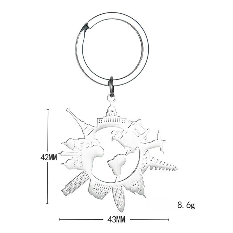 Building Animal Stainless Steel Keychain Modern Minimalist Style Fashion Couple Pendant Practical Daily Bag Charm