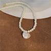 Elegant Faux Pearls Necklace Elegant  Lovely Heart Pendant Neckchain