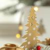 Gold Iron Double Candlestick Home Decors for Holiday Christmas Metal Candle Holders Stand with Pinecones and Berries