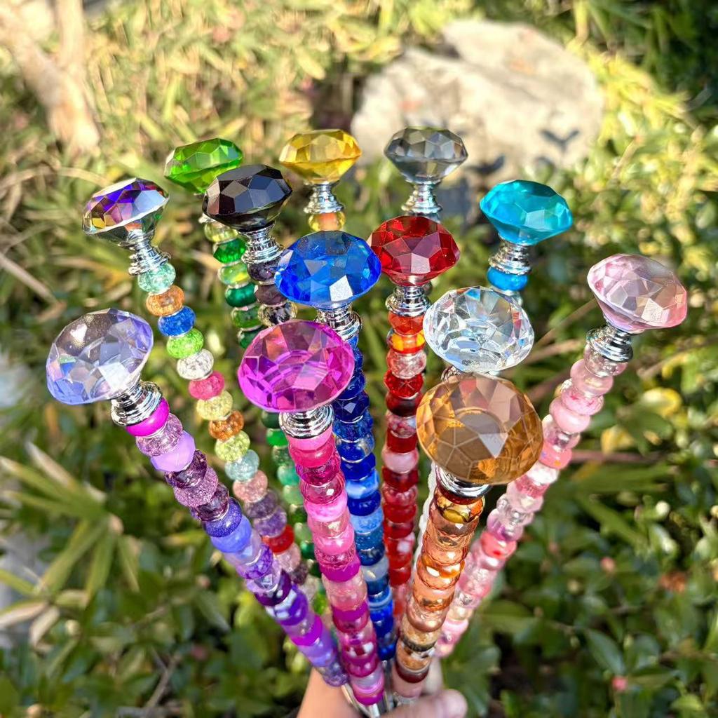 DIY Beading Fairy Wand Glass Diamond Garden Flower Pot Decoration with 20 Mixed Beads