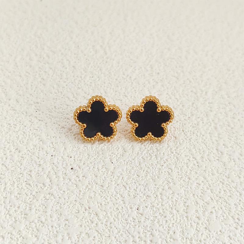 14k Gold Plated Woman Stainless Steel Earrings Trend Stud Earring Summer Earrings for Girls Flower Elegant Women Clover