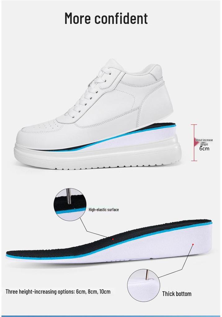 Men's Breathable 10cm Height Increasing Sports Shoes - Autumn Korean Style Mid-Top Casual Sneakers
