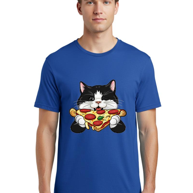 Cateatingpizza3 Unisexs Graphic Tee 100 Cotton Casual Summer Wear