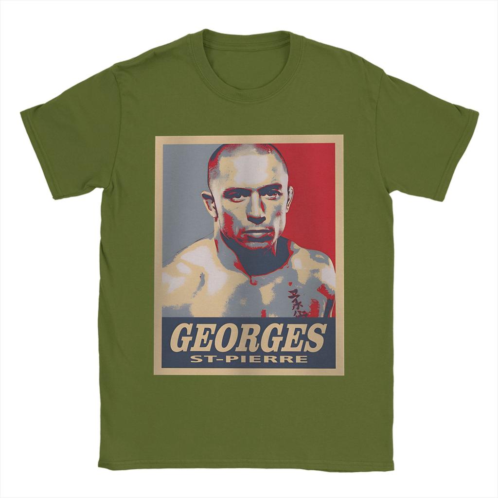 Georges St Pierre TShirt Men  Vintage 100 Cotton Tees Round Neck Short Sleeve T Shirts Gift Idea Tops