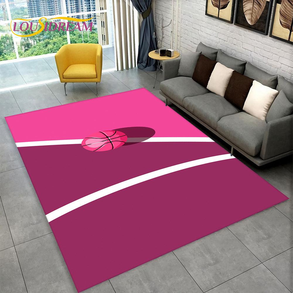 

3D Basketball Cour Cartoon Area Rug Large,Carpet Rug for Living Room Bedroom Sofa Playroom Doormat Decor,Kids Non-slip Floor Mat 40x60cm(15x23in)