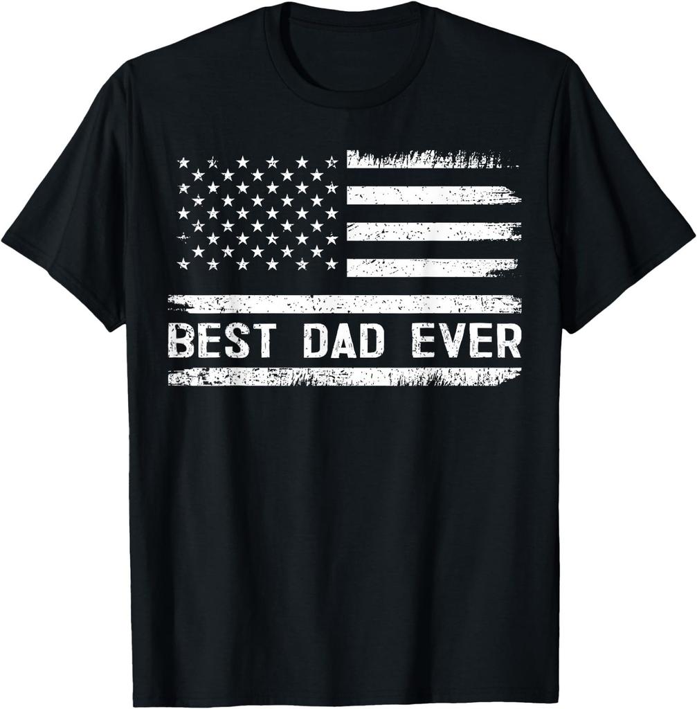 Best Dad Ever with US American Flag Gifts Fathers Day Dad T-Shirt
