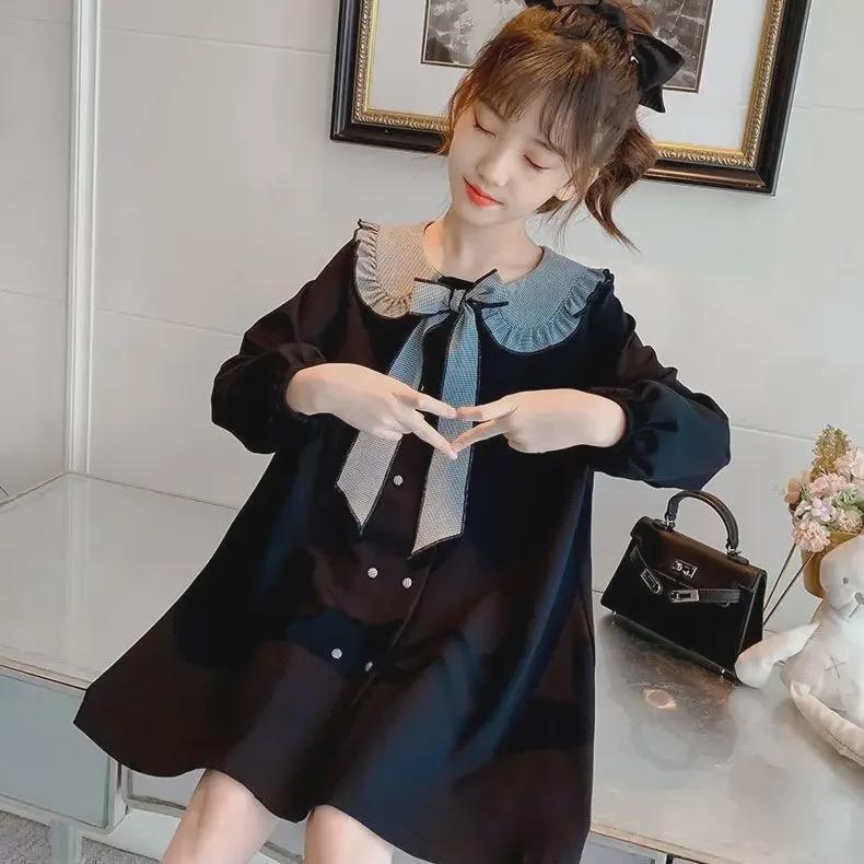 Roztomilé dívčí šaty s límečkem pro panenky z roku 2024 – ve stylu korejské princezny na jaro/podzim