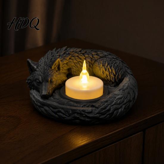 Wolf Candle Holder Shaped Candlestick Holder Matte 3D Print Stand Rustic Tea Light Stand Animal Tealight Candles Ornament for Home Fireplace