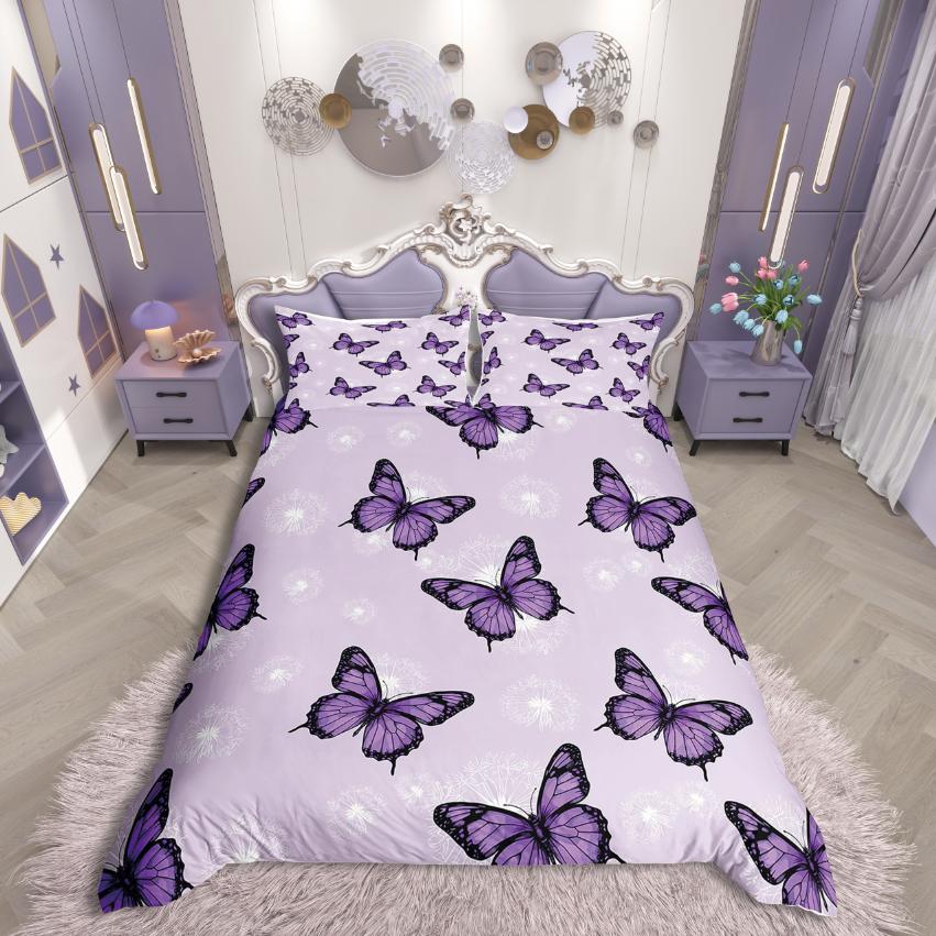 Homewish Flying Butterfly Duvet Cover SetChic Flower For Teens Bedding SetAbstract Gradient Decor
