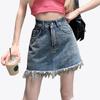 Classic Versatile Youthful Wearable Durable Skirt Half Vintage A-line Package Hip Skirt Tassel Design Raw Edge Ladies Summer Fashion Denim Short Skirt
