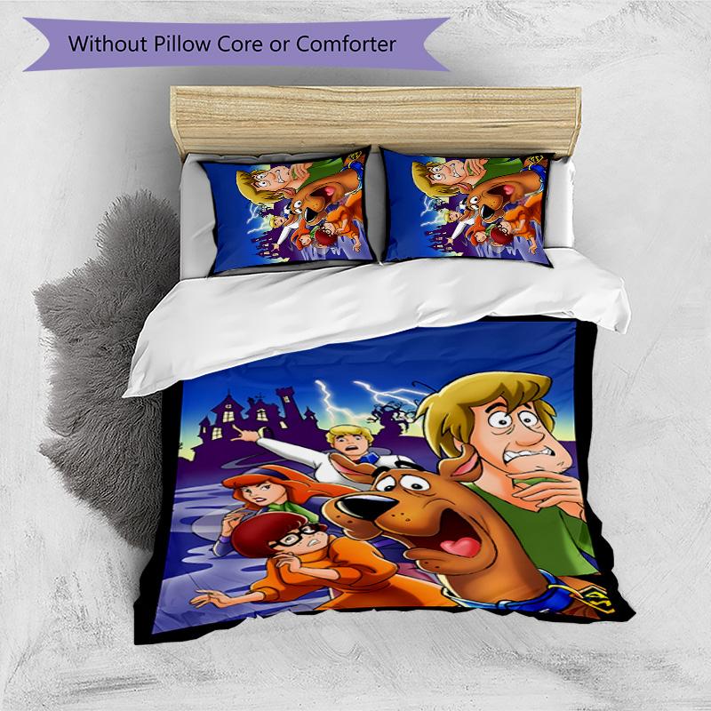 Scooby Doo 3pcs Bedding Set Duvet Cover Closure Includes 1 Duvet Cover & 2 Pillowcases for All Seasons Bedroom Home Dorm Decor