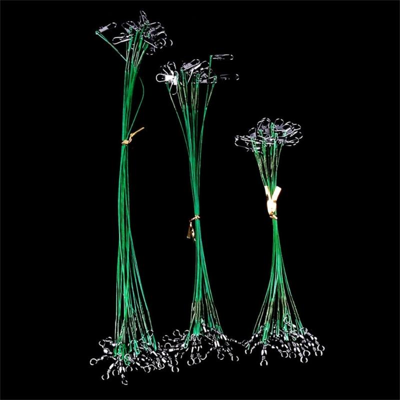 50 szt. Przypony z drutu wędkarskiego ze krętlikami i agrafkami, Przypony z drutu wędkarskiego ze stali nierdzewnej, Złącza agrafkowe