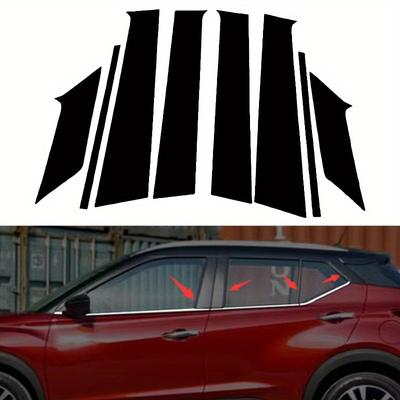 8Pcs Glossy Black Pillar Posts Stickers For Nissan Kicks P15 2018 2019 2020 2021 2022 2023 Car Door Window Exterior Trim Cover