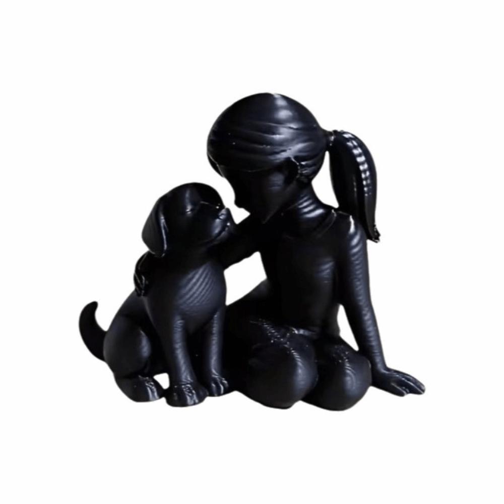 

Creative Girl And Dog Statues 3D Printed Canine Statues Crafts Home Decoration чорний