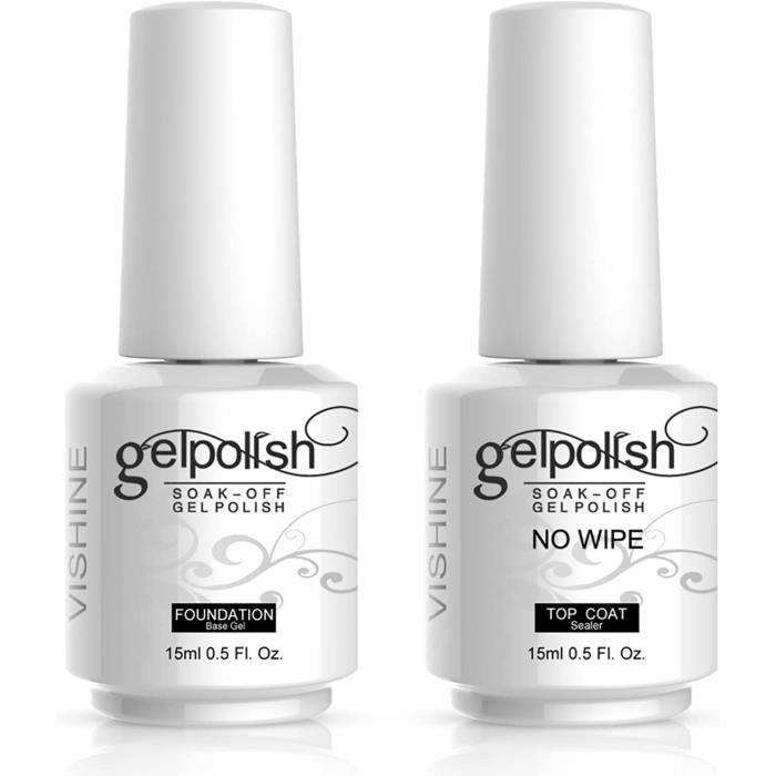 Base Coat and Top Coat - Vishine - 15ml - Semi-permanent Nail Polish - 2 Pcs Manicure Kit - Nail Protection