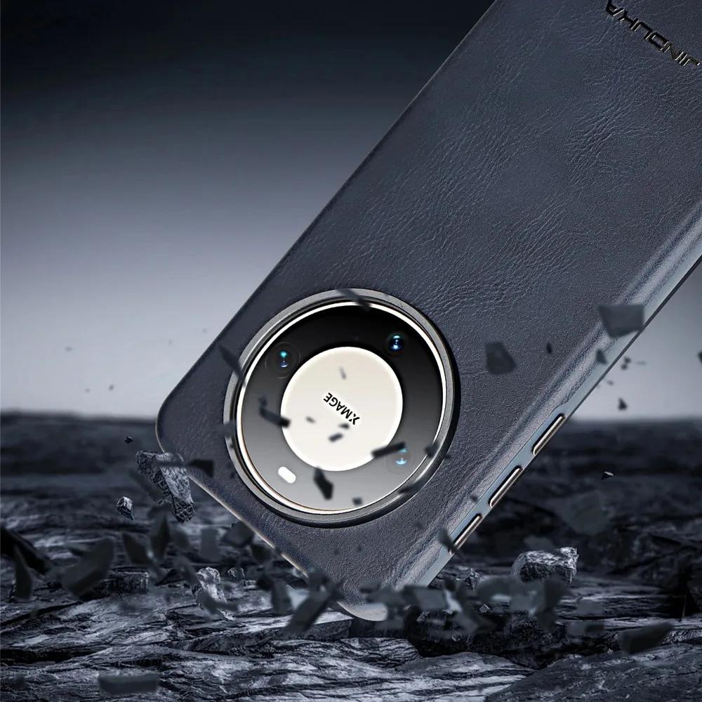 Leather Case For Huawei Mate 70 Pro Mate60 Pro Plus Pura 70 Ultra Alloy Camera Lens Magnetic Attraction Support Charging Cover