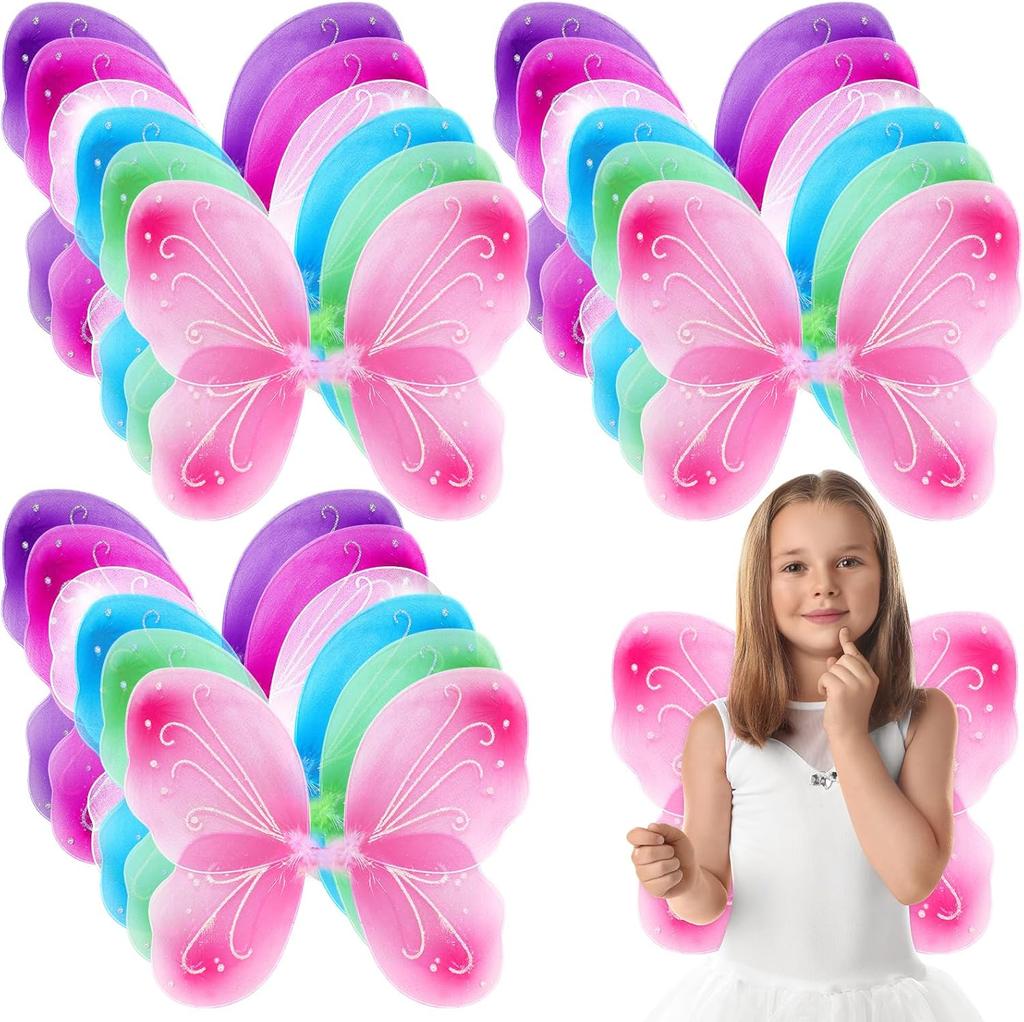 1pcs Fairy Butterfly Wings for Girls Sparkly Princess Angel Wings Fairy Butterfly Dress up Glitter Decor Cosplay Birthday Party