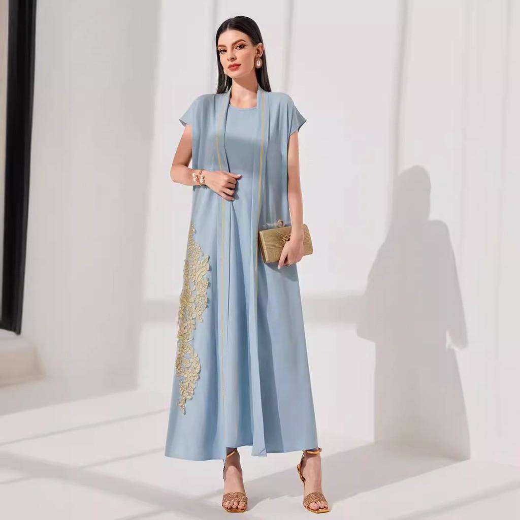 

Женское элегантное свадебное вечернее коктейльное платье без рукавов с вышивкой длинное платье макси мусульманский халат ближневосточного стиля джубах комплект