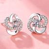 925 Sterling Silver Female Luxury Crystal Round Stud Earrings Vintage Wedding Jewelry White Zircon Stone Earrings New Nice