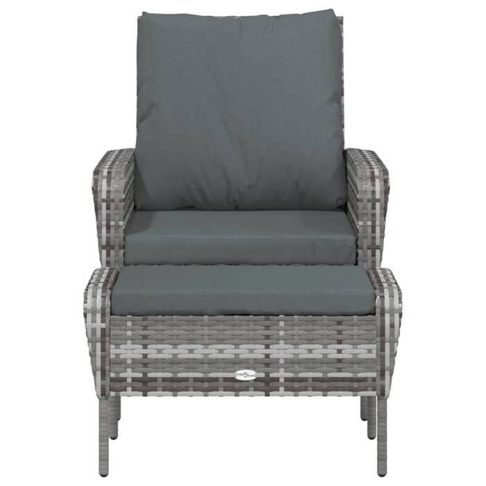 VidaXL Chaise de jardin avec tabouret gris résine tressée, chaise de jardin, siège de jardin, chaise de patio, chaise 364115