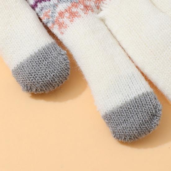 Winter Touchscreen Gloves Men Women Deer Pattern Knitted Warm Gloves Fleece Lined Thick Gloves with Fuzzy Cuffs for Indoor Outdoor Cycling