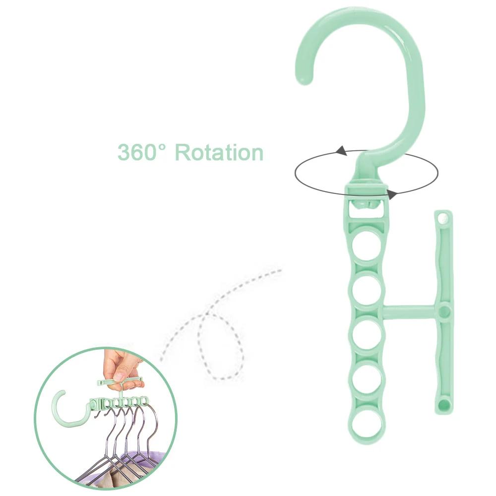 Plastic 5 Circle Multilayer Windproof Clothes Hanger Organizer Fixed Holder Storage Racks Buckle Hanger Anti-Slip Home