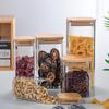 Borosilicate Glass Storage Jar with Bamboo Lid for Tea, Grains, Candy