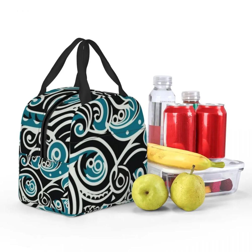 Kowhaiwhai Maori Pattern Insulated Lunch Bag for Women Office Cooler Thermal Food Box Tote Portable Lunch Boxes Container
