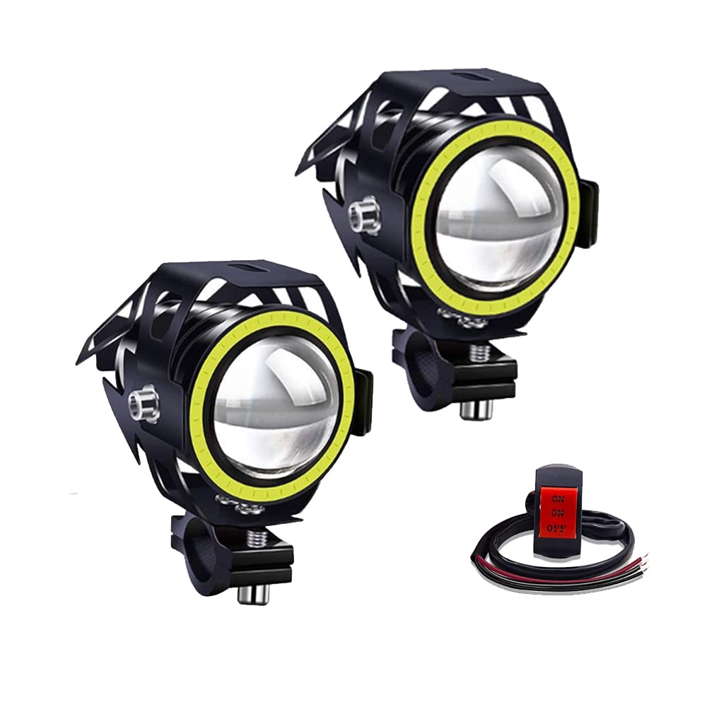 

X-STYLE U7 Motorcycle Fog Lights, Dual-Mode LED Headlights with Bullet-Shaped Fog Lights, 12V with Switch, Set of 2 (White)