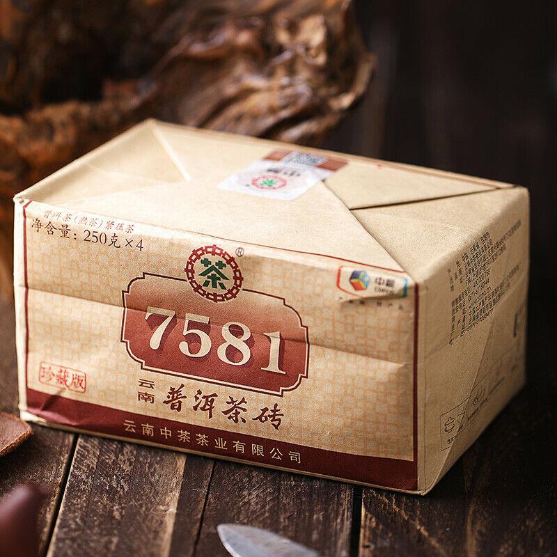 CHINATEA Marca Classico Mattoncino di Tè Pu-erh 7581 2020 250g Mattoncino di Pu'er Maturo