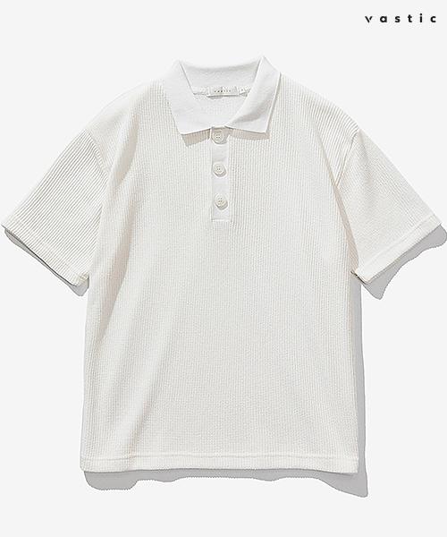 VASTIC Loose Fit Hazzi Knit Collar T-Shirt_Ivory