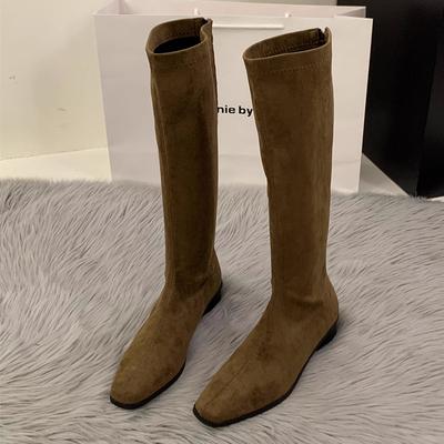 2026 Knee High Women's Boots Suede Fashion Heeled Shoes New Winter Designer Dress High Boots Casual Goth Chelsea Mujer De Botas