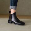 Fashion 2025 Autumn/Winter Women Boots Genuine Leather Women Shoes Round Toe Chunky Heel Shoes Ankle Boots Modern Chelsea Boots