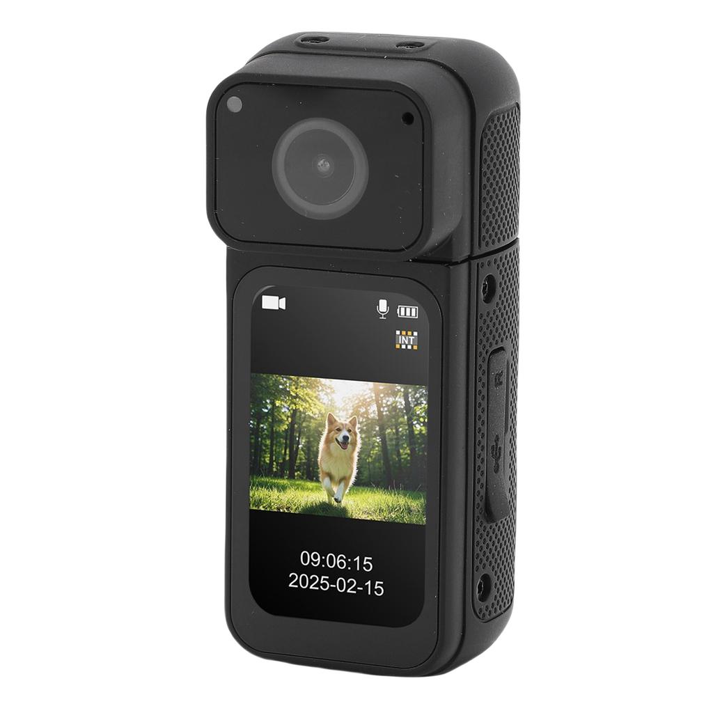 2.7K Action Camera Wrable Sports Camera POV Thumb Video Camcorder with 180 Degree Rotating Lens Magnetic Pendant for Work Travel Pet Walking